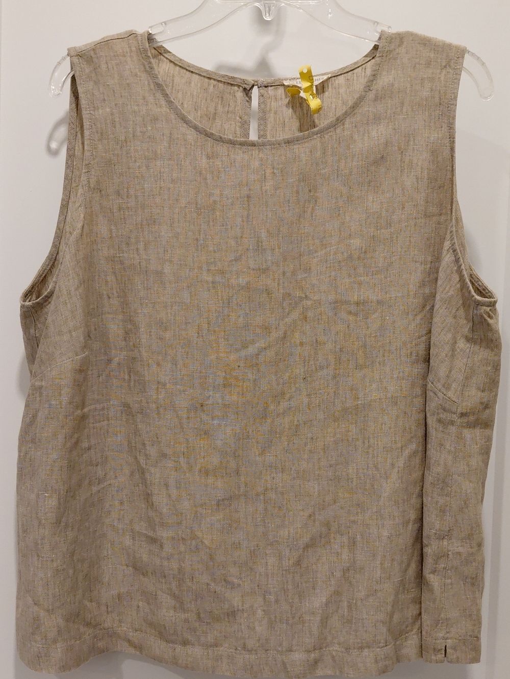 Eileen Fisher Neutral Beige Linen-Blend Sleeveless Tank...Size 1X...EUC